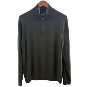 Banana Republic Men’s Italian Merino Wool 1/4 Zip Sweater Dark Forrest Green L